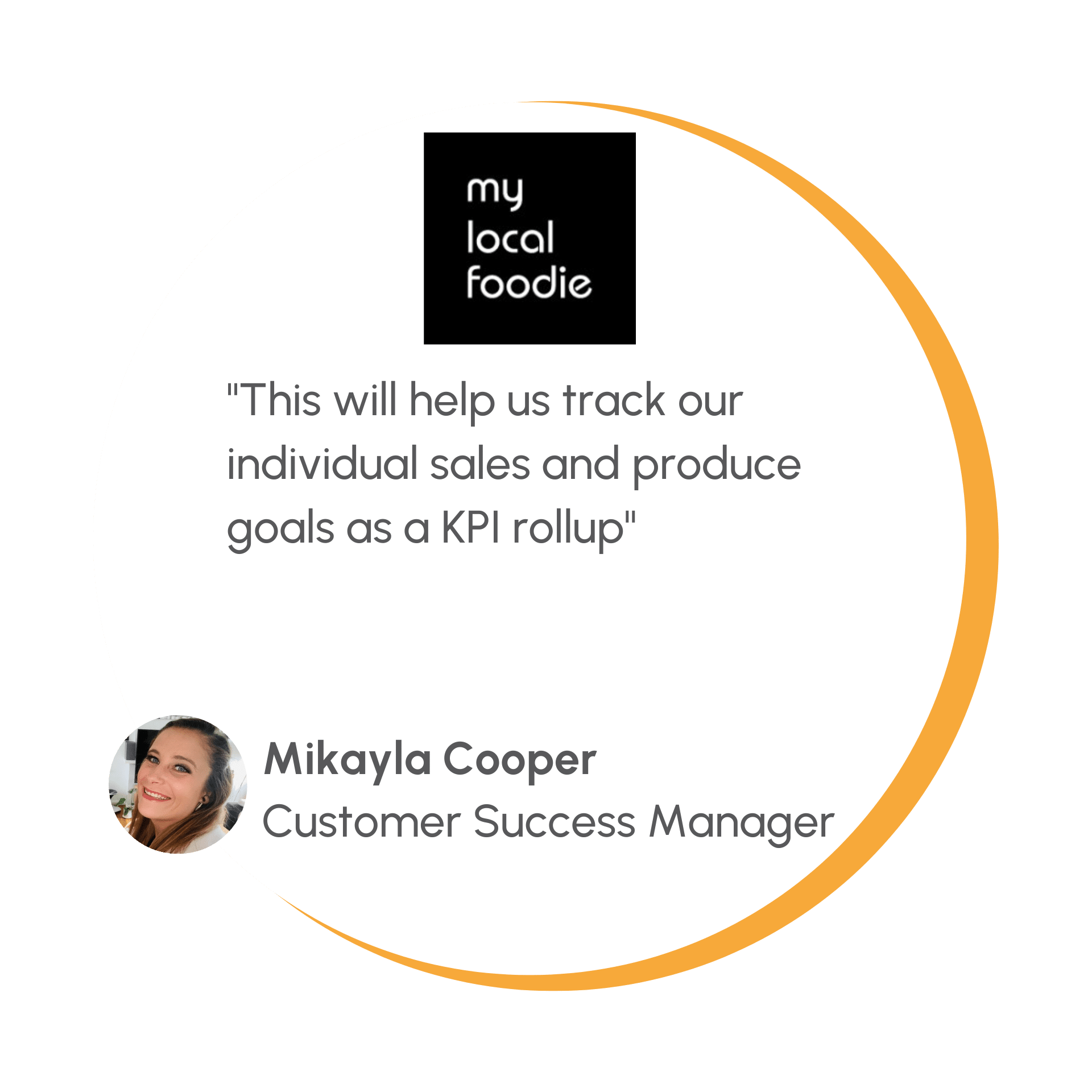 Roll up Metric Quote "This will help us track our individual sales and produce goals as a KPI rollup"